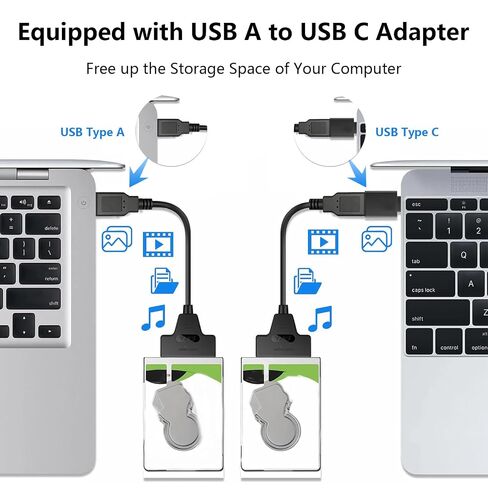 SATA to USB 3.0 and USB C Adapter Cable for 3.5 2.5 Inch External Converter for SSD/HDD Data Transfer with 12V/2A Power Adapter in Kuwait