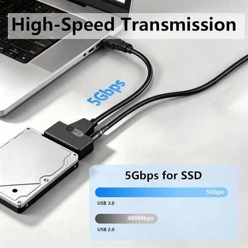 SATA to USB 3.0 and USB C Adapter Cable for 3.5 2.5 Inch External Converter for SSD/HDD Data Transfer with 12V/2A Power Adapter in Kuwait