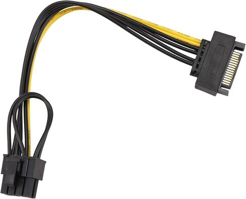PCIe Power Cable 15Pin SATA to 8Pin PCI-E 6+2 18AWG 18cm Install in Kuwait