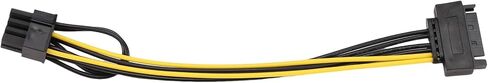 PCIe Power Cable 15Pin SATA to 8Pin PCI-E 6+2 18AWG 18cm Install in Kuwait