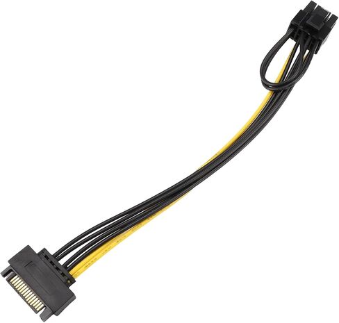 PCIe Power Cable 15Pin SATA to 8Pin PCI-E 6+2 18AWG 18cm Install in Kuwait