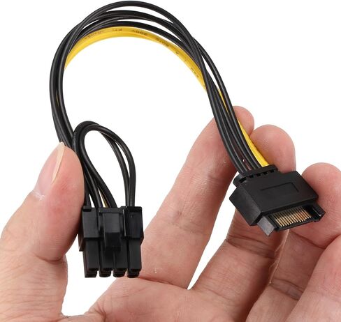 PCIe Power Cable 15Pin SATA to 8Pin PCI-E 6+2 18AWG 18cm Install in Kuwait
