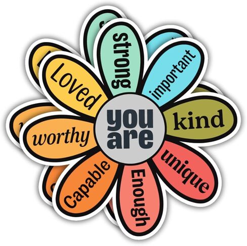 You are Positive Affirmation Flower Sticker, Colorful Vinyl Decal, Inspirational Design, Pack of 2 in Kuwait