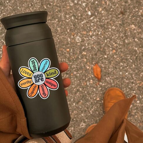 You are Positive Affirmation Flower Sticker, Colorful Vinyl Decal, Inspirational Design, Pack of 2 in Kuwait