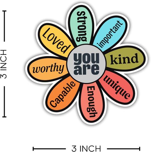 You are Positive Affirmation Flower Sticker, Colorful Vinyl Decal, Inspirational Design, Pack of 2 in Kuwait