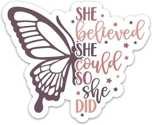 (3PCs) She Believed She Could So She Did Sticker Inspirational Self Care Feminist Sticker Encouraging Women Vinyl Stickers for Laptop Water Bottle Motivational Decals Gifts for Girls 3x2.5 Inches in Kuwait