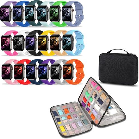 18 Pack Bands Compatible with Apple Watch Band 49mm 46mm 45mm 44mm 42mm(Series 3/2/1) and 35-Slot Watch Band Storage Organizer in Kuwait