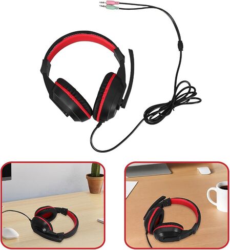 Baluue Gaming Headphones Stereo Headset with Mic, Adjustable Red PC in Kuwait