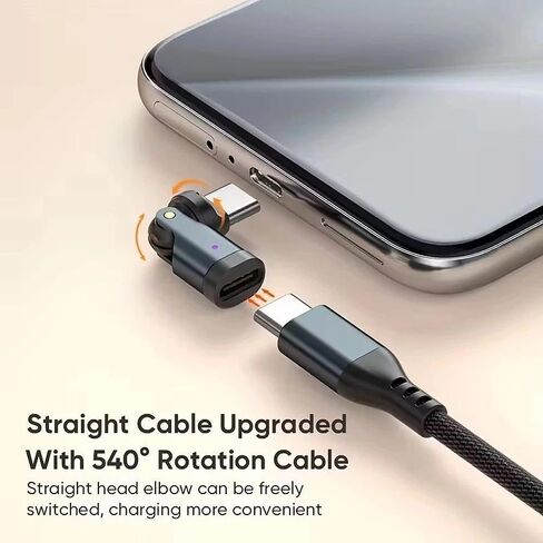 240W Fast Charging 540° Rotating USB C Adapter - Type-C to Type-C, Converter with Chip, for Laptops, Tablets & Phones in Kuwait