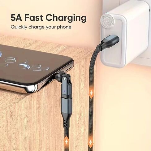 240W Fast Charging 540° Rotating USB C Adapter - Type-C to Type-C, Converter with Chip, for Laptops, Tablets & Phones in Kuwait