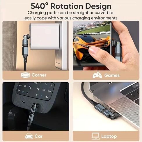 240W Fast Charging 540° Rotating USB C Adapter - Type-C to Type-C, Converter with Chip, for Laptops, Tablets & Phones in Kuwait