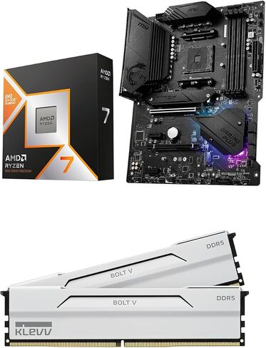 Micro Center CPU Motherboard Memory Combo: AMD Ryzen 7 9800X3D CPU Processor + ASUS TUF Gaming B850-E Motherboard + KLEVV Bolt V DDR5 32GB (2x16GB) 6000MHz CL28 Desktop Ram Memory White in Kuwait