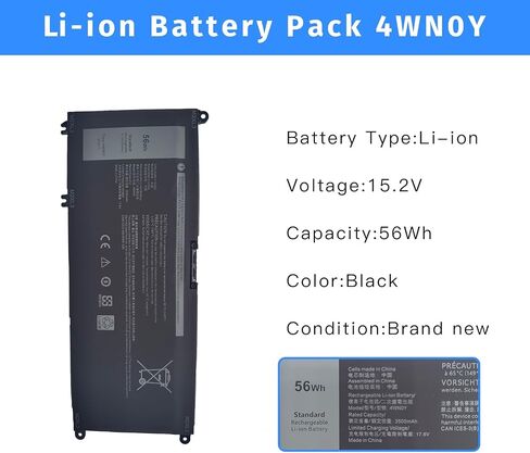 4WN0Y Laptop Battery Replacement for Dell Inspiron 13 7779 7778 7577 7353 Series 4WNOY 04WN0Y G4MX4 JYFV9 M245Y 9P3NW 4WN0Y 4ICP5/57/79 [15.2V 56Wh] in Kuwait