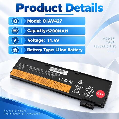 61+ 58Wh 01AV427 Laptop Battery for Lenovo ThinkPad T470 T480 in Kuwait
