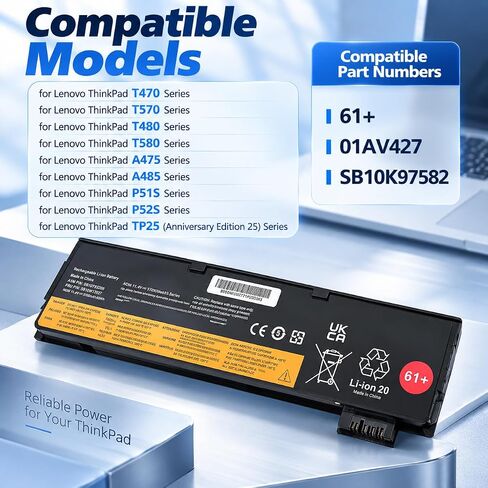 61+ 58Wh 01AV427 Laptop Battery for Lenovo ThinkPad T470 T480 in Kuwait