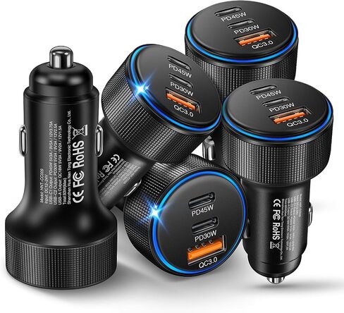 2-Pack Car Charger,93W 3 Ports Fast PD/QC 3.0 Cigarette Lighter Adapter in Kuwait