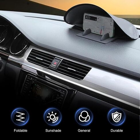 Cell Phone Sun Shade, Foldable Portable Car Dashboard Phone Sunshade, Anti-glare Smartphone Sunscreen, Car Interior Accessories (Black) in Kuwait
