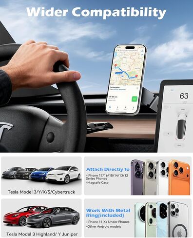 Tesla Phone Mount for Model 3/Y/S/X/Cybertruck, Magnetic MagSafe Car Holder in Kuwait