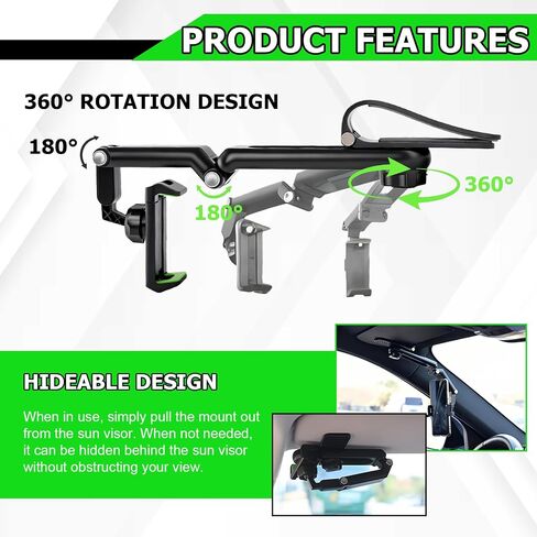 vvag Sun Visor Car Phone Holder, 1080° Rotating Foldable Cell Phone Mount in Kuwait