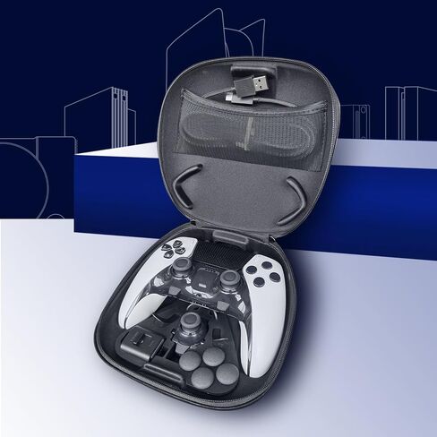 Carrying Case + Accessory Kit for DualSense Edge Controller for PS5 Video Game Console – Includes Charging Cable, Cable Locker, Thumbstick Caps & Metallic Back Paddles (Black) Video Game Console in Kuwait