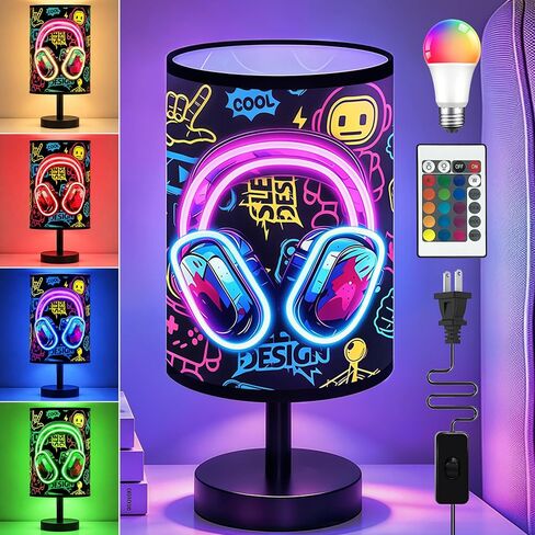 Video Game Table Lamp for Boys, Bedside Lamp with 16 RGB Dimmable Lights in Kuwait