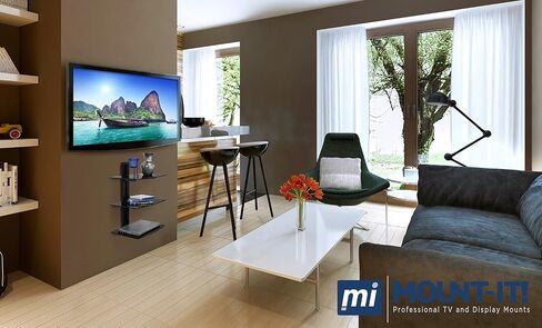 Mount-It! 3-Shelf Floating AV Wall Mount, 52.8 lbs, Black in Kuwait