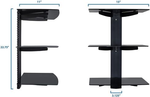 Mount-It! 3-Shelf Floating AV Wall Mount, 52.8 lbs, Black in Kuwait