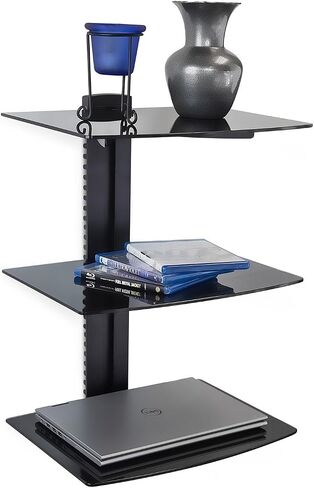 Mount-It! 3-Shelf Floating AV Wall Mount, 52.8 lbs, Black in Kuwait