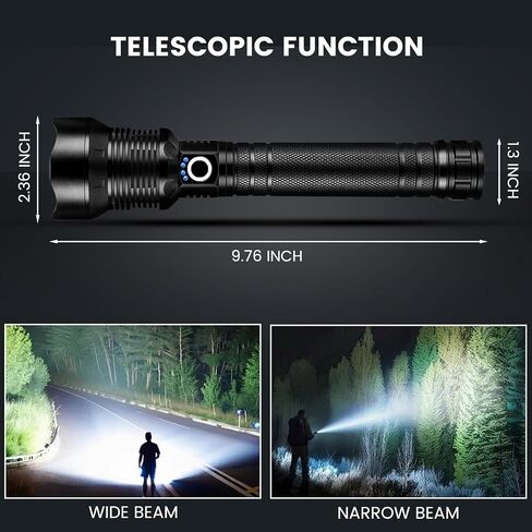 Rechargeable Flashlights 99000 High Lumens, Super Bright LED Flashlight Powerful with 10000ɱAh Capacity, 5 Modes Waterproof Flashlight Handheld Flash Lights for Home Camping Emergencies in Kuwait