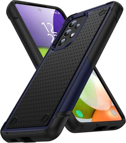 Designed for Samsung Galaxy A52 5G Case 2 in 1 Gift Militay Grade Drop Protective Rugged Heavy Duty Cover Shockproof Case for Galaxy A52 5G Phone Case for Women Men Boy Girl (Black+Black) in Kuwait