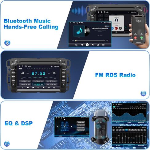 Android 14 Car Radio Stereo for Chevy Silverado/GMC Sierra/Buick/Chevrolet, Apply Carplay Android Auto 7 Inch QLED IPS Touchscreen Head Unit with GPS Navigation Bluetooth WiFi SWC 4GB RAM 64GB ROM in Kuwait