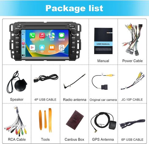 Android 14 Car Radio Stereo for Chevy Silverado/GMC Sierra/Buick/Chevrolet, Apply Carplay Android Auto 7 Inch QLED IPS Touchscreen Head Unit with GPS Navigation Bluetooth WiFi SWC 4GB RAM 64GB ROM in Kuwait