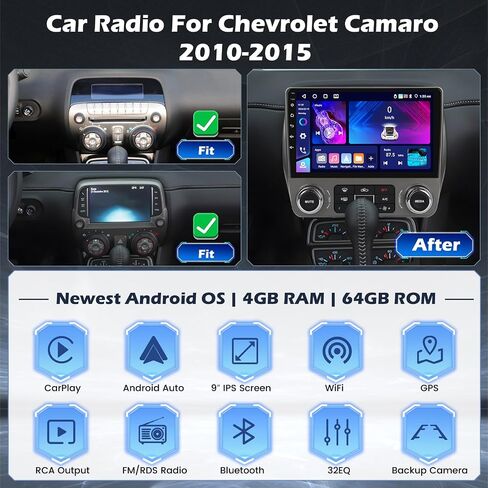 4+64G 9'' Android 15 Car Stereo for Chevy Camaro 2010-2015 in Kuwait