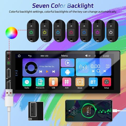 Podofo Single Din Car Stereo with Wirelesss Carplay and Android Auto, 6.86 Inch Car Radio with Bluetooth 5.0 Mirror Link FM/EQ USB/AUX/TF/SWC+Mic+AHD Backup Camera in Kuwait