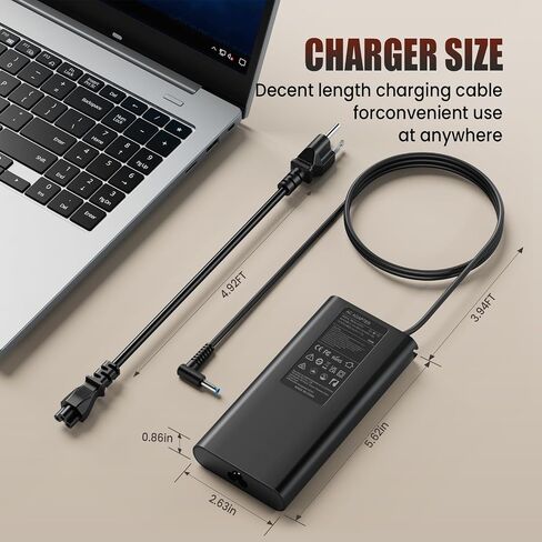 150W Laptop Charger for HP OMEN 15 17 Victus 16 ZBook Studio G3 G4 G5 G6 G7 G8 Fury, Pavilion Gaming 15-cx 16, 150W/135W Compatible - VUOHOEG 4.5mm Blue Tip, TPN-DA09 917677-003 in Kuwait