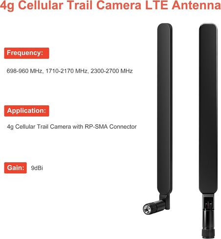 Cellular LTE Trail Camera Replacement RP-SMA Male Antenna Booster for Tactacam Reveal X,XB,X-PRO,X Gen,Spypoint Link Micro Stealth Cam Fusion Revolver Trail Camera（Pack of 2，Slinkdsco in Kuwait