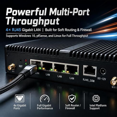 Firewall Mini PC, Intel J1900 4-Port i210 Router, 4GB RAM 64GB SSD in Kuwait