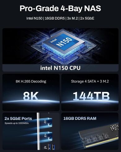 TERRAMASTER F4-425 Plus NAS 4Bay Intel N150 4-Core CPU 16GB DDR5 (Diskless) in Kuwait