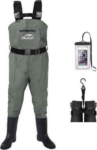 Fishing Waders for Men & Women, Waterproof 2-Ply Nylon/PVC Chest Wader with Boots for Outdoor Sizes 4-13 Bootfoot in Kuwait