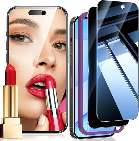 WHPXJY Privacy Screen Protector for iPhone 15 Pro Max / 15 Plus Mirrored Tempered Glass Film, Anti-Spy, Mirror Effect, Shatterproof, No Bubbles, Easy to Install, with Large Cloth to Clean Screen in Kuwait