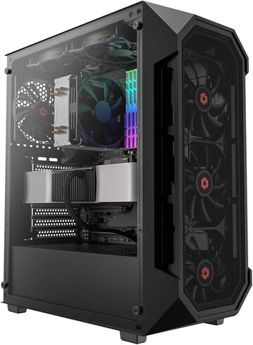 Rosewill ATX Mid Tower Gaming Computer PC Case, Tempered Glass, Built-in 4 x 120mm PWM Fans, Front Airflow Mesh, Up to 6 x120mm Fans, 340mm GPU/VGA, 360mm AIO/Radiator, 160mm CPU Cooler - RWGC1 in Kuwait