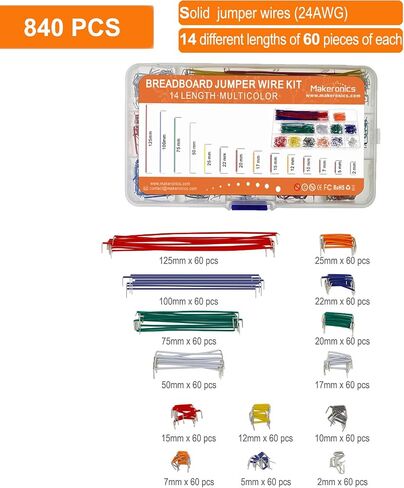 Makeronics 840 Pieces Jumper Wires Kit with 14 Lengths for Breadboard in Saudi Arabia