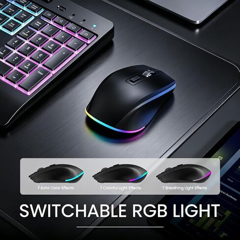 Wireless Keyboard Mouse Combo Ergonomic-RGB Silent Set for Computer in Kuwait