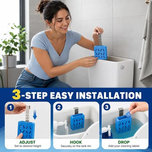 Toilet Tank Tablet Holder 2 Pack, Hanging Tank Caddy for Drop-In Toilet Bowl Cleaner and Bleach Tablets, Vented Residue Basket Helps Protect Flapper and Flush Valve, 3.94 x 3.54 x 1.18 Inch in Kuwait