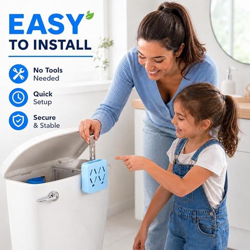 Toilet Tank Tablet Holder 2 Pack, Hanging Tank Caddy for Drop-In Toilet Bowl Cleaner and Bleach Tablets, Vented Residue Basket Helps Protect Flapper and Flush Valve, 3.94 x 3.54 x 1.18 Inch in Kuwait
