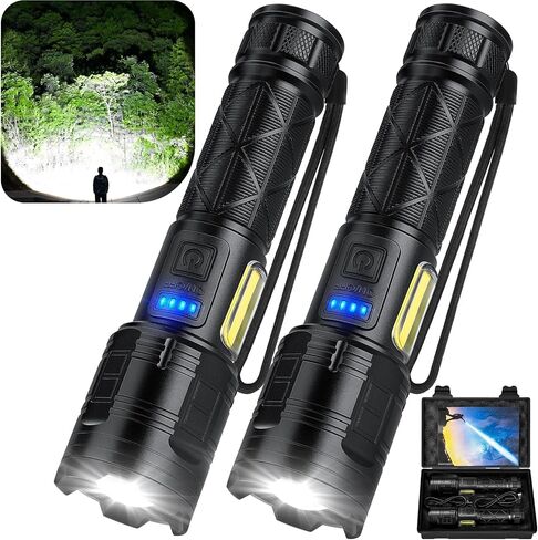 Rechargeable LED Flashlights High Lumens, 99,000 Lumen Super Bright Flashlight with 7 Modes & Waterproof, Powerful USB Rechargeable Handheld Flash Light for Camping Home in Kuwait