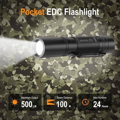 BORUIT RJ13 Rechargeable Tactical Flashlight, Bright 5 Modes EDC with Clip in Kuwait