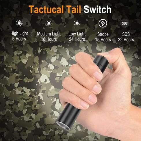 BORUIT RJ13 Rechargeable Tactical Flashlight, Bright 5 Modes EDC with Clip in Kuwait