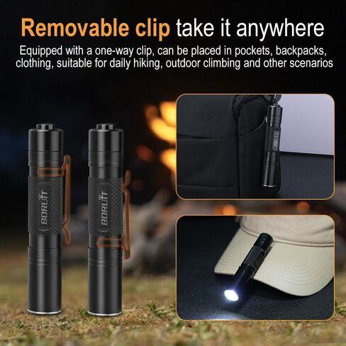 BORUIT RJ13 Rechargeable Tactical Flashlight, Bright 5 Modes EDC with Clip in Kuwait