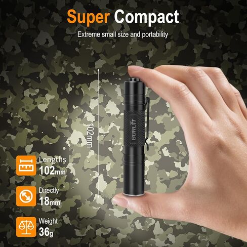 BORUIT RJ13 Rechargeable Tactical Flashlight, Bright 5 Modes EDC with Clip in Kuwait